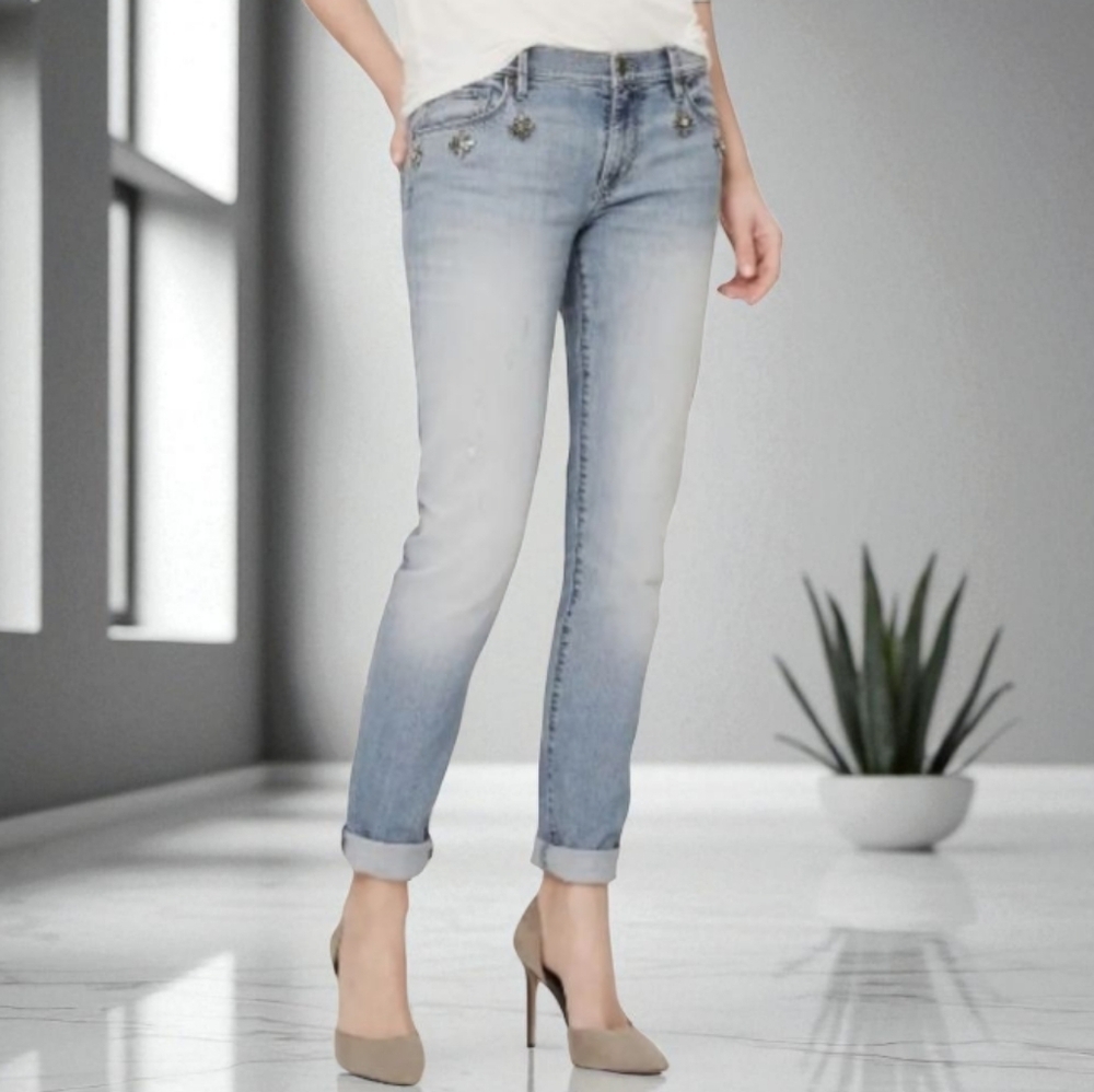 Ann Taylor LOFT Relaxed Skinny Jeans with Jeweled Accents